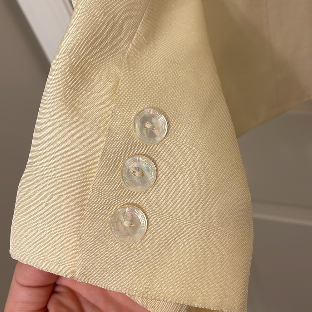 Vintage Silk Skirt Blazer Suit Set Valerie Stevens Pale Yellow - Picture 9 of 15